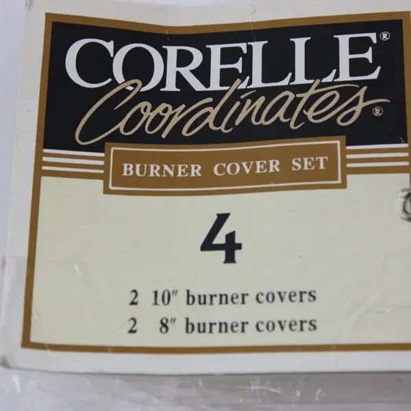 Vtg Corelle Coordinates Abundance Fruit Burner Covers 4-190-A Set 4 2x10 2x8