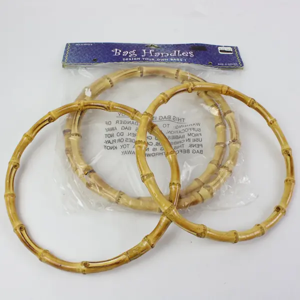 Lot of 4 Bamboo Bag Handles (2 new in pack) #A-2912-8  8"D