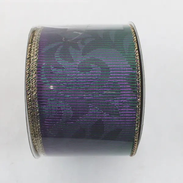 Lot of 2 Roman Inc Green/Purple Metallic Ribbon 2.5in x 10yd New