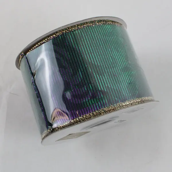 Lot of 2 Roman Inc Green/Purple Metallic Ribbon 2.5in x 10yd New