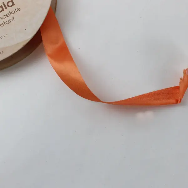 Lot of 2 Vintage Orange Ribbon Spools Lion Splendorette Acetate Polypropylene