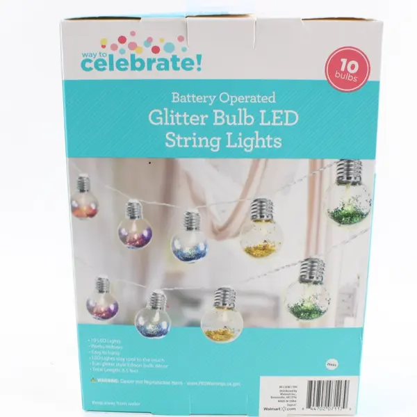 NEW Way To Celebrate! Battery Operated Glitter LED String Lights 8.5ft