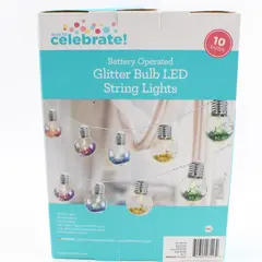 NEW Way To Celebrate! Battery Operated Glitter LED String Lights 8.5ft