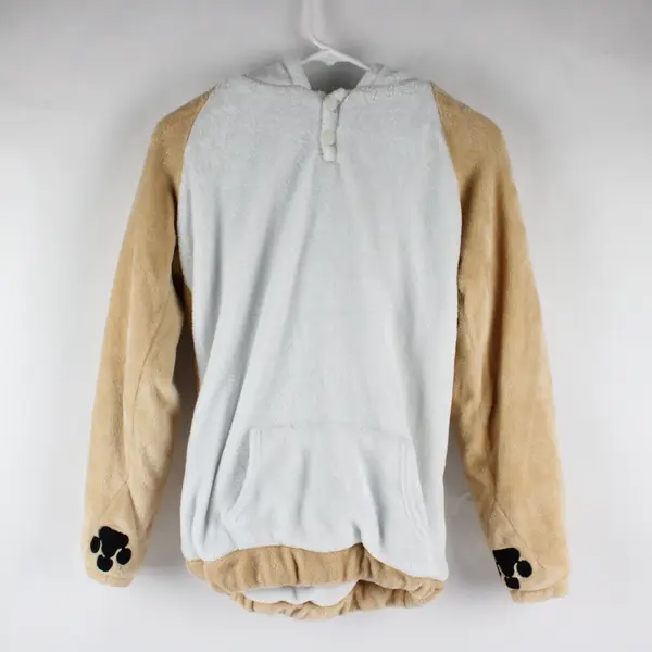 Men's Corgi Dog Pajama Hoodie Tan White Costume Hood Small