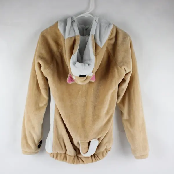 Men's Corgi Dog Pajama Hoodie Tan White Costume Hood Small
