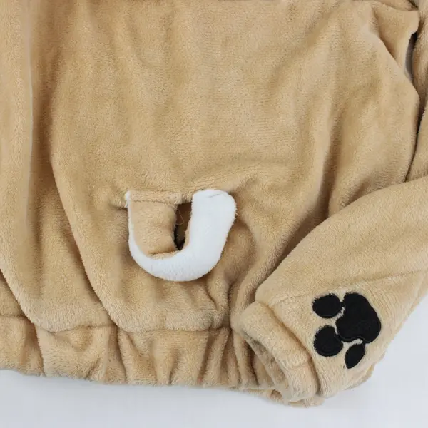Men's Corgi Dog Pajama Hoodie Tan White Costume Hood Small