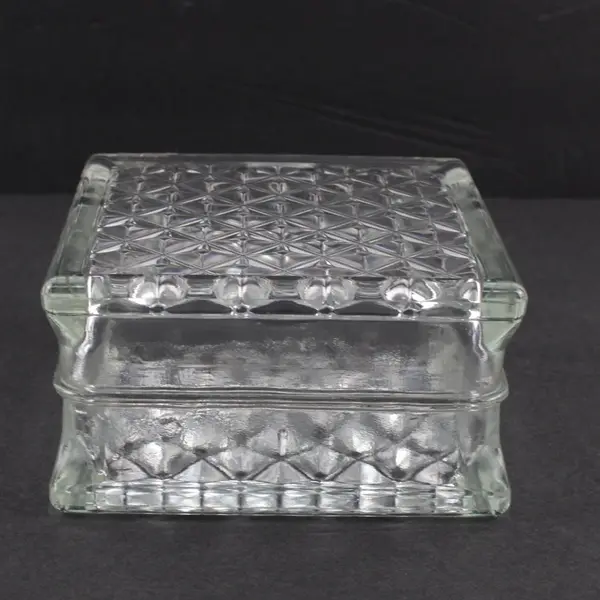 Clear Pressed Glass Square Bud Vase 5.75 in