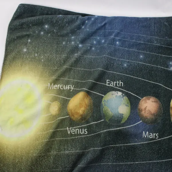 Solar System Planets Space Blanket Cover 64 x 49 in Multicolor