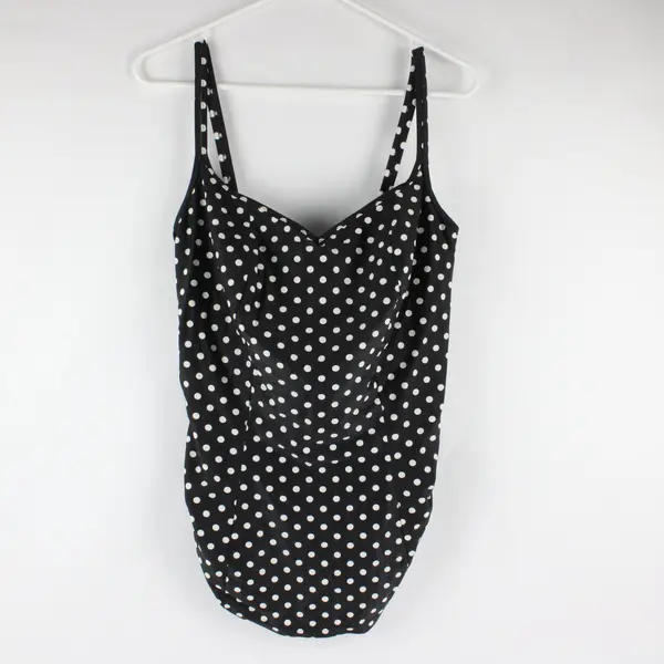 Panache Swim Size L Polka Dot Swim Top Underwire Women's Built-in Bra 36FF 