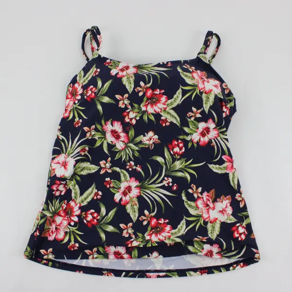 Birdsong Navy w/ Palm Leaf Floral Swim Top Underwire Women's Built-in Bra 32G