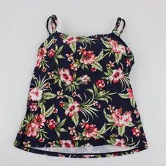 Birdsong Navy w/ Palm Leaf Floral Swim Top Underwire Women's Built-in Bra 32G