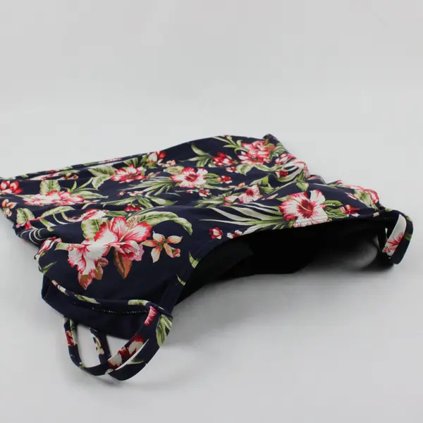Birdsong Navy w/ Palm Leaf Floral Swim Top Underwire Women's Built-in Bra 32G