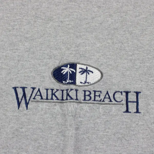 Fruit of the Loom Waikiki Beach Hawaii Gray Short Sleeve T-Shirt Men's L