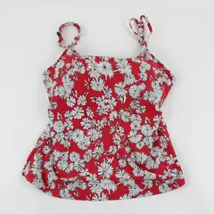 Birdsong Red w/ White Floral Swim Top Underwire Women's Built-in Bra 32G