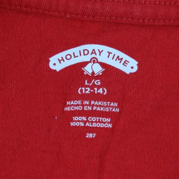 Holiday Time Women's Large 12-14 Red Believe In Magic Santa Graphic T-Shirt