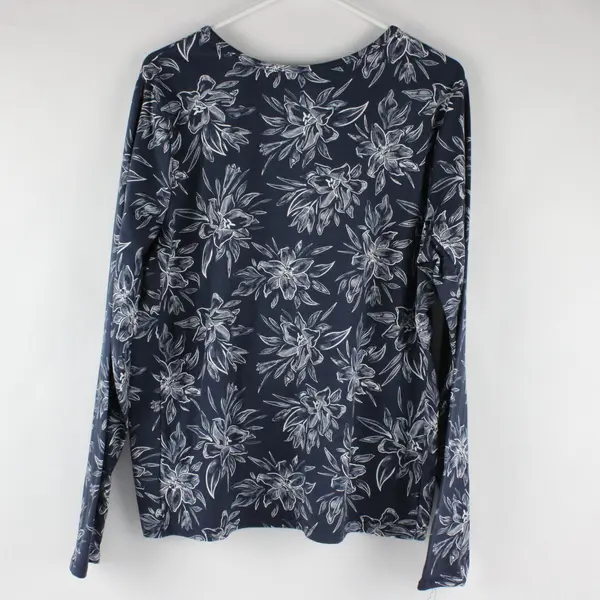 Hang Ten Women's XXL UPF 50+ Stretch Top Quick Dry Pullover Floral Navy New