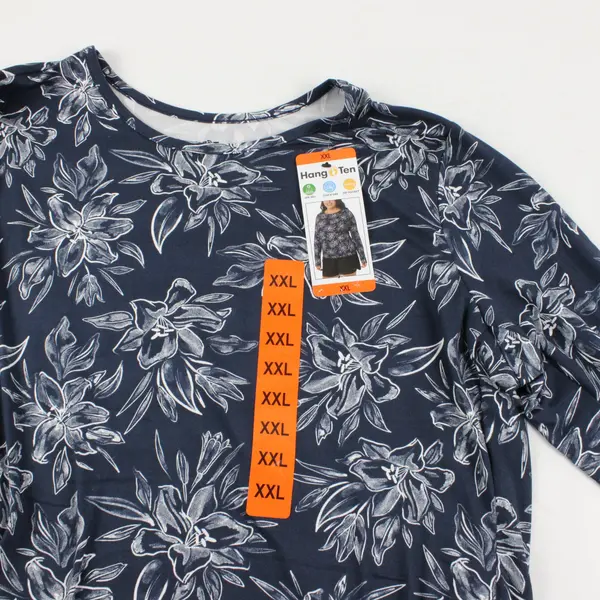 Hang Ten Women's XXL UPF 50+ Stretch Top Quick Dry Pullover Floral Navy New