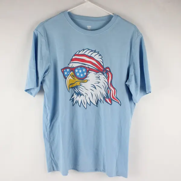 Wonder Nation Boys Light Blue American Bald Eagle Shirt XXL(18) Patriotic USA