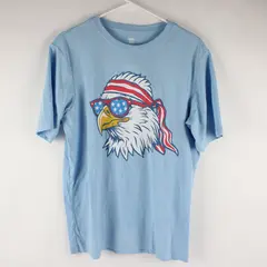 Wonder Nation Boys Light Blue American Bald Eagle Shirt XXL(18) Patriotic USA