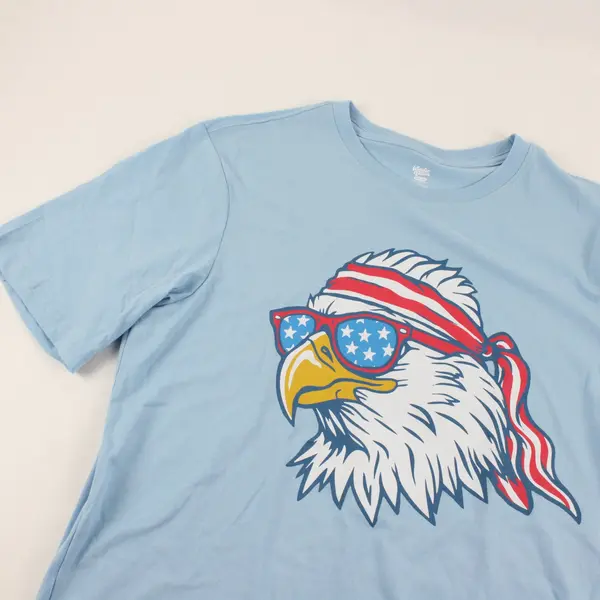 Wonder Nation Boys Light Blue American Bald Eagle Shirt XXL(18) Patriotic USA