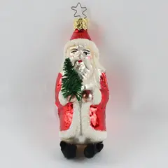 Rare Vintage German Blown Glass Santa Ornament Chenille Black Shoes 4.75" Tall