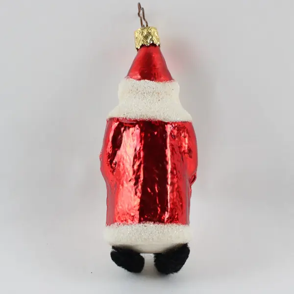 Rare Vintage German Blown Glass Santa Ornament Chenille Black Shoes 4.75" Tall