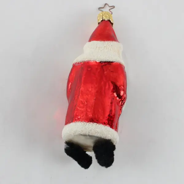 Rare Vintage German Blown Glass Santa Ornament Chenille Black Shoes 4.75" Tall