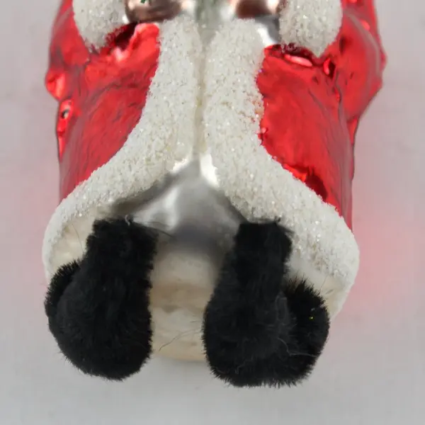 Rare Vintage German Blown Glass Santa Ornament Chenille Black Shoes 4.75" Tall