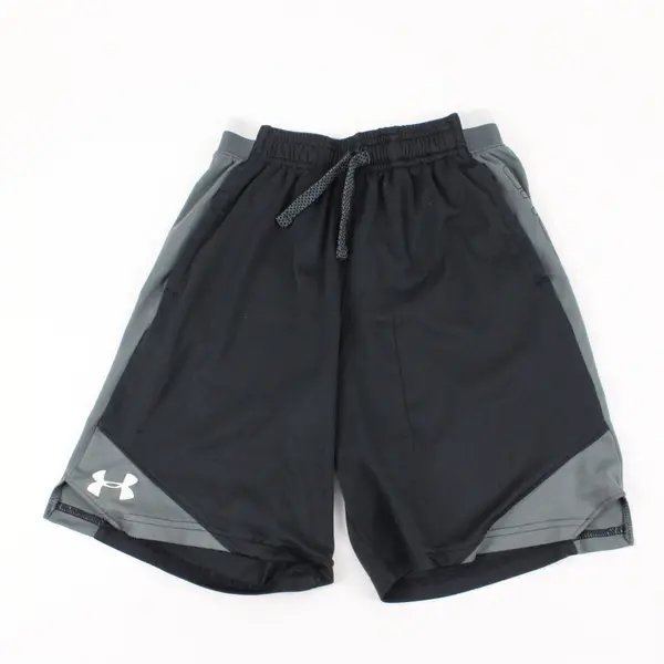Under Armour YM Black w/ Grey Side Stripe Basketball Shorts
