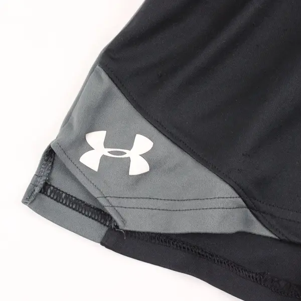 Under Armour YM Black w/ Grey Side Stripe Basketball Shorts