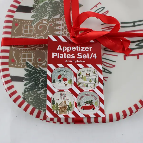 Kane Home 8" Home for the Holidays Appetizer Plates Set of 4