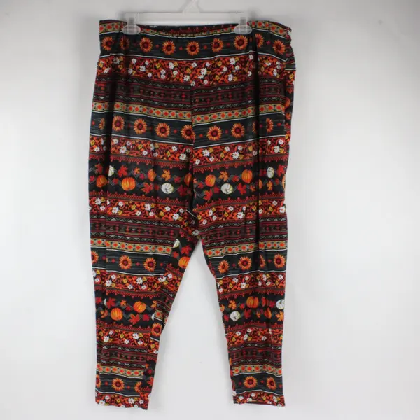 Terra & Sky Women's 3X 24W-26W Autumn Floral Tribal Print Leggings