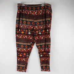 Terra & Sky Women's 3X 24W-26W Autumn Floral Tribal Print Leggings