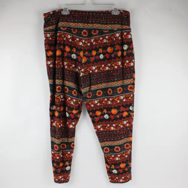 Terra & Sky Women's 3X 24W-26W Autumn Floral Tribal Print Leggings