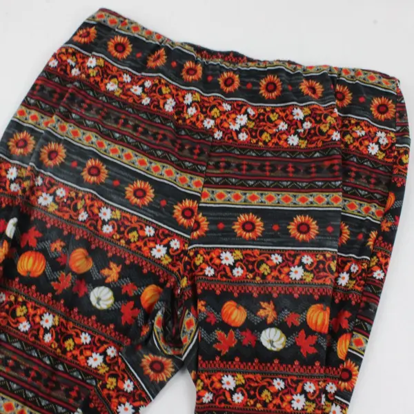Terra & Sky Women's 3X 24W-26W Autumn Floral Tribal Print Leggings