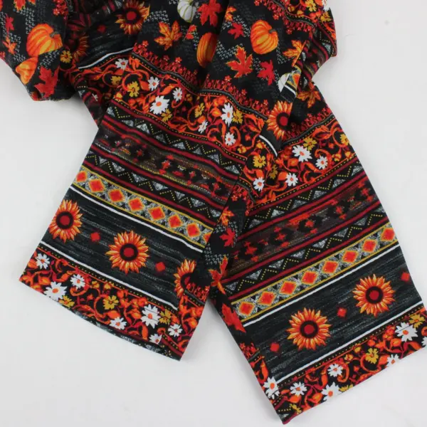 Terra & Sky Women's 3X 24W-26W Autumn Floral Tribal Print Leggings