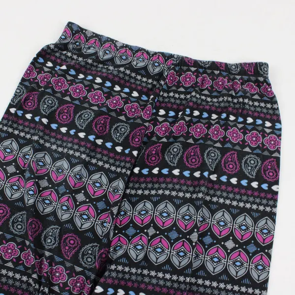 Mayfair Black w/ Purple Blue Grey White Paisley Print Leggings Women's 3XL