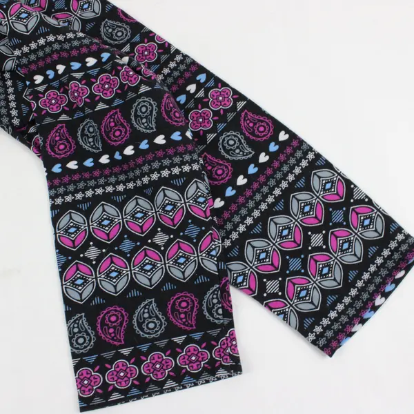 Mayfair Black w/ Purple Blue Grey White Paisley Print Leggings Women's 3XL