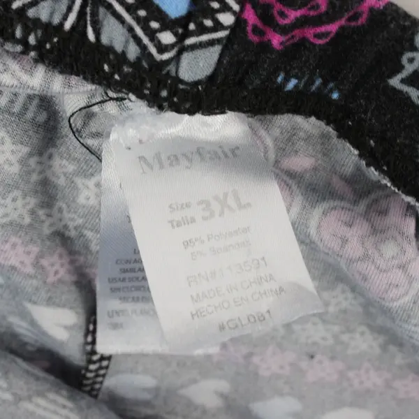 Mayfair Black w/ Purple Blue Grey White Paisley Print Leggings Women's 3XL