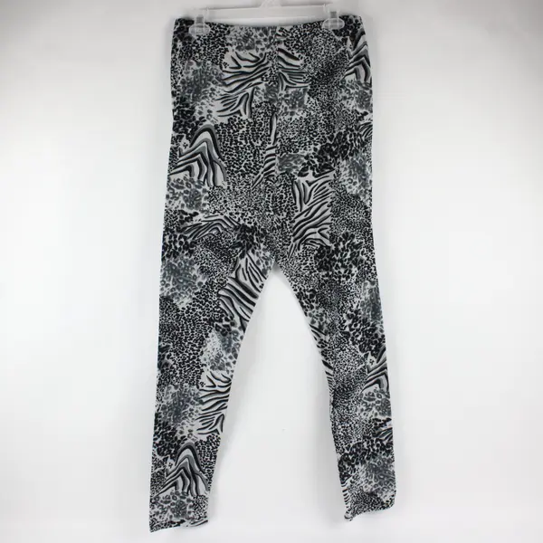 Mayfair Women's 3XL White Light Gray Black Gray Mixed Animal Print Leggings