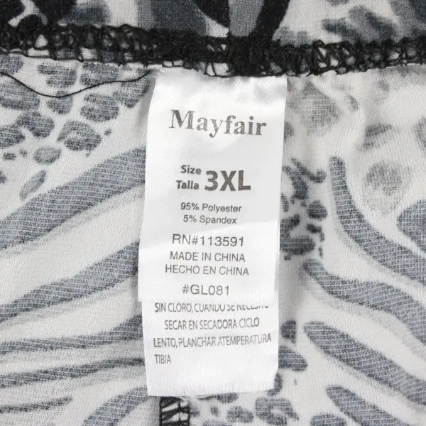 Mayfair Women's 3XL White Light Gray Black Gray Mixed Animal Print Leggings