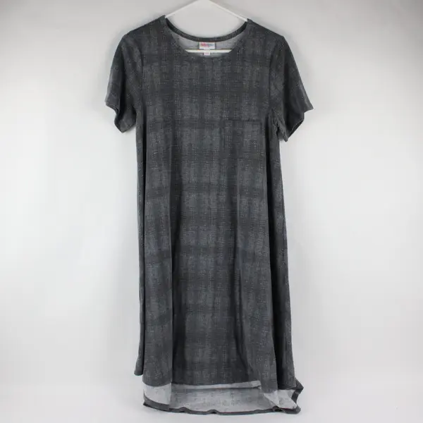 LuLaRoe Carly Dress Size Small Gray Dot Striped Abstract Pattern