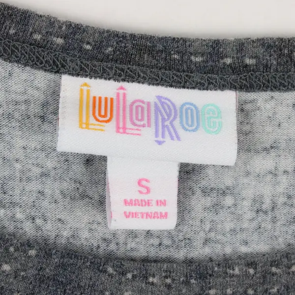 LuLaRoe Carly Dress Size Small Gray Dot Striped Abstract Pattern