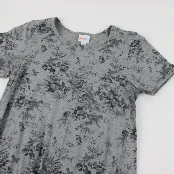 LuLaRoe Carly Dress Size Small Gray Floral Pattern
