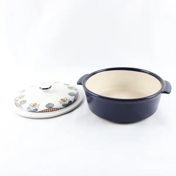 Vintage MCM Flame Chef Vented Stoneware Casserole Dish Japan 10"