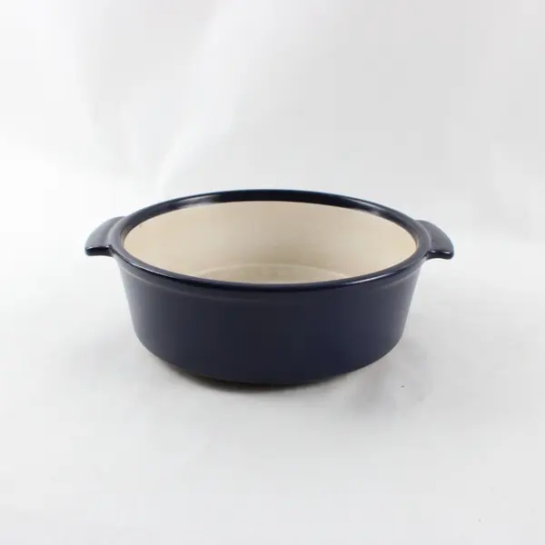 Vintage MCM Flame Chef Vented Stoneware Casserole Dish Japan 10"