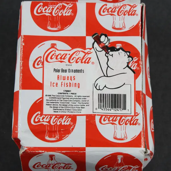 Coca-Cola 1996 Always Ice Fishing Polar Bear Ceramic Ornament Incomplete