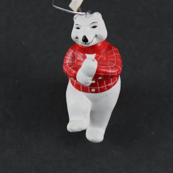 Coca-Cola 1996 Always Ice Fishing Polar Bear Ceramic Ornament Incomplete