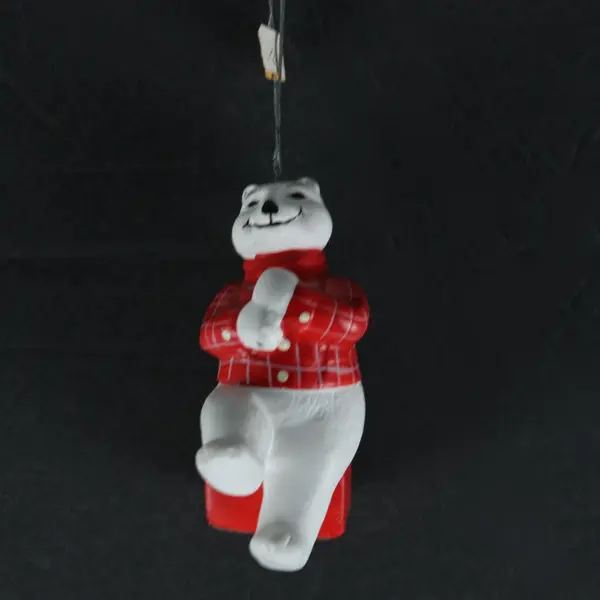 Coca-Cola 1996 Always Ice Fishing Polar Bear Ceramic Ornament Incomplete