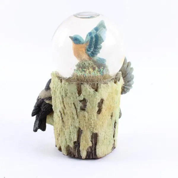 Westland Snow Globe Multi-Bird Tree Trunk Figurine Collectible